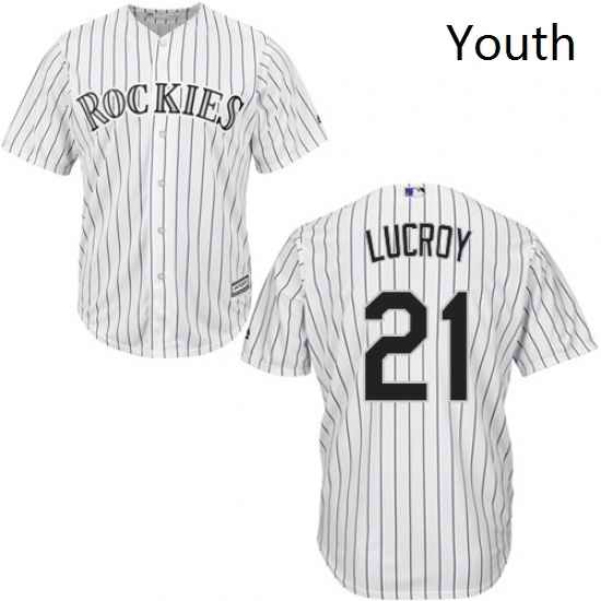 Youth Majestic Colorado Rockies 21 Jonathan Lucroy Authentic White Home Cool Base MLB Jersey